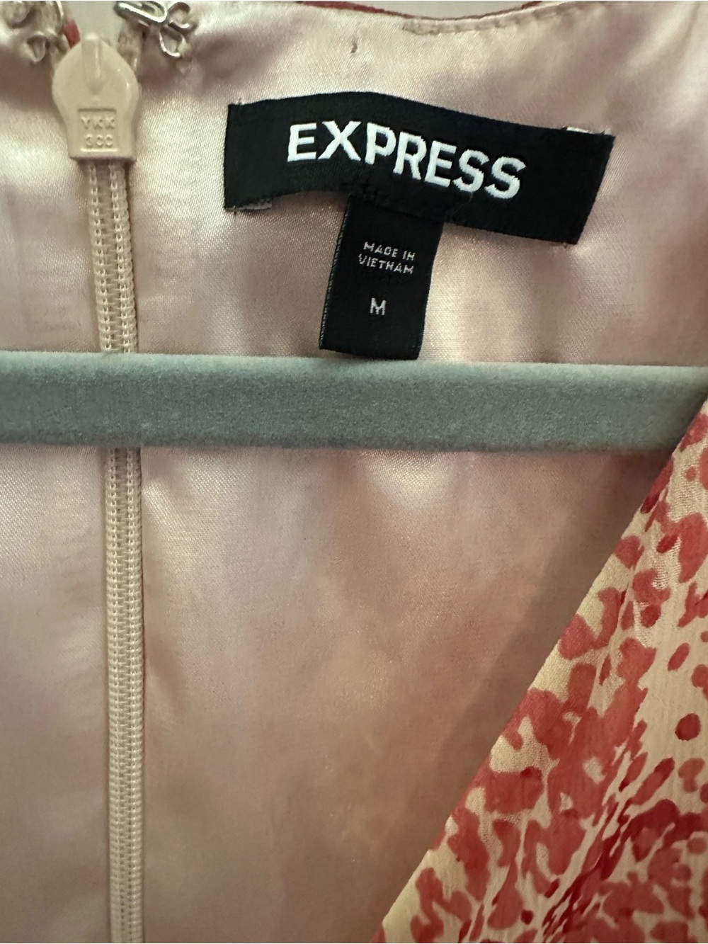 Express Pink Rust Floral Ruffle Wrap Mini Dress - Picture 3 of 4